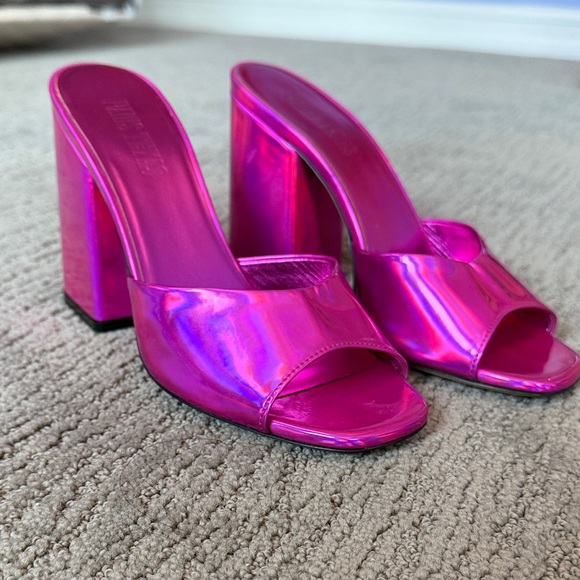 Paris Texas Pink Holographic Mules - Picture 1 of 5